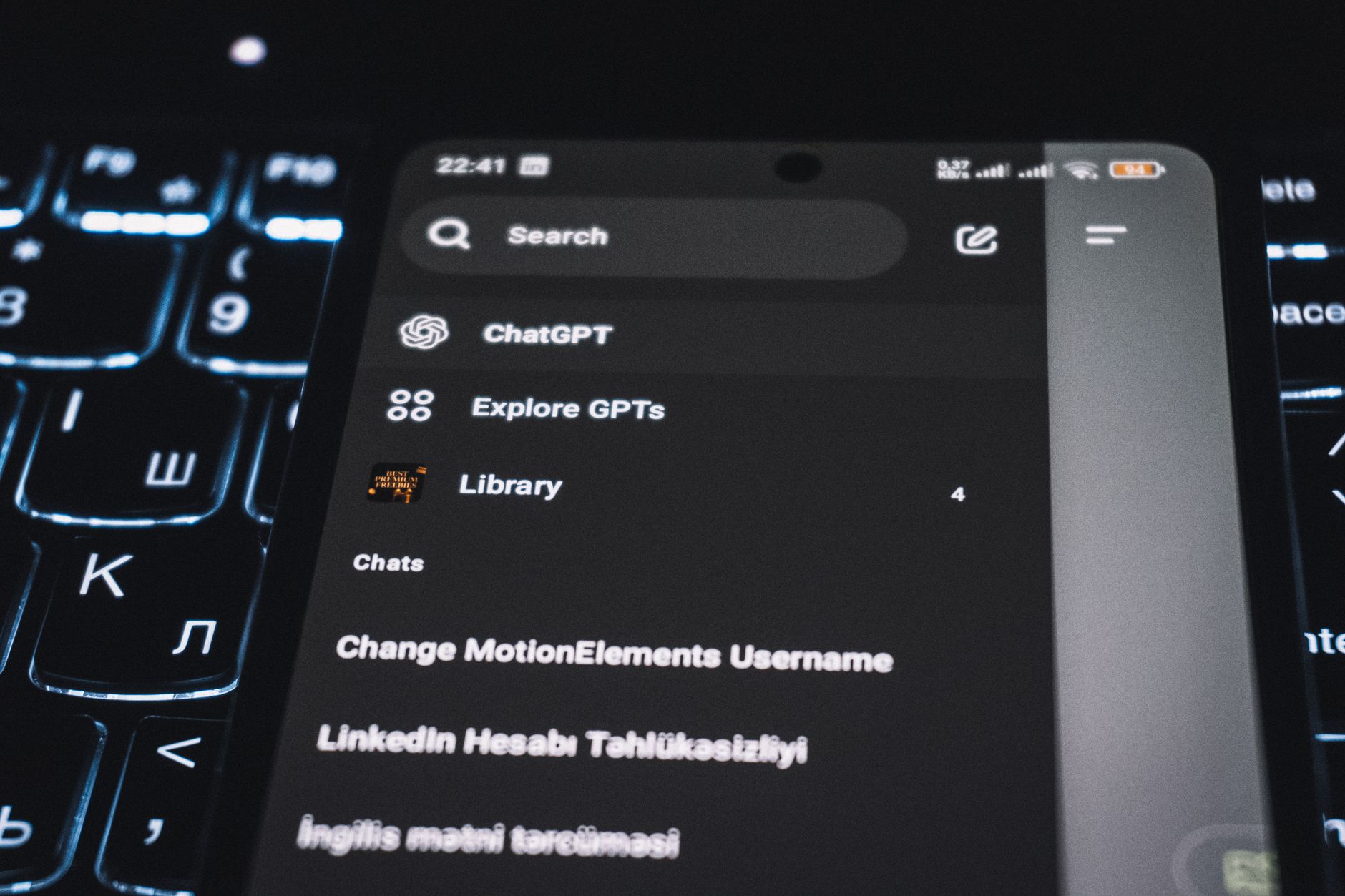 Phone screen showing a recovery mode menu with text lines
